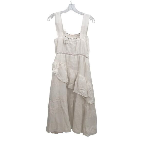 Club Monaco Women's Sleeveless Ruffle Waist Tie Boutone Robe Dress White Size M - Picture 7 of 7